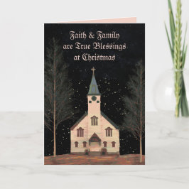 信仰と家族のクリスマスカード サンキューカード