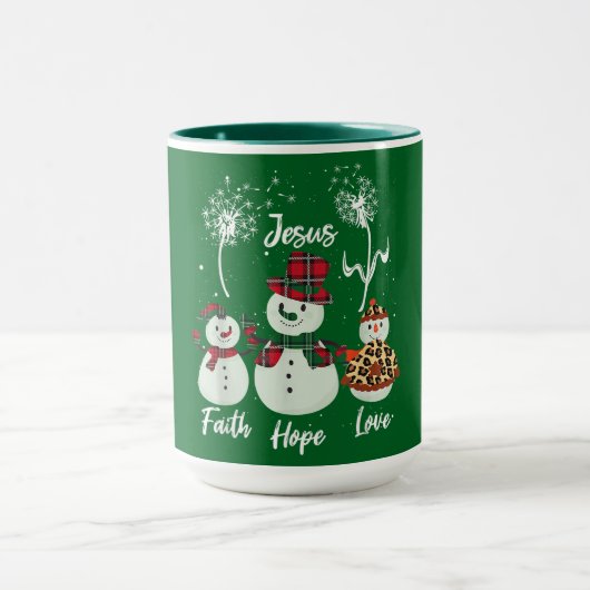 信仰と希望と愛: 雪だるまのクリスマス マグカップ (中央)
