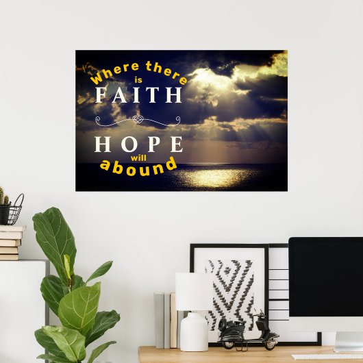 信仰と希望の日没の壁感動的ポスター ポスター (ホームオフィス)