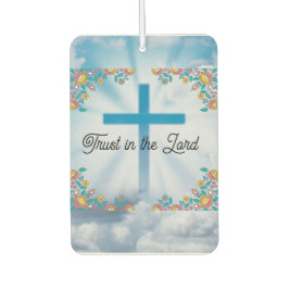 信仰と希望の青い十字架の主に信頼するフローラ カーエアーフレッシュナー