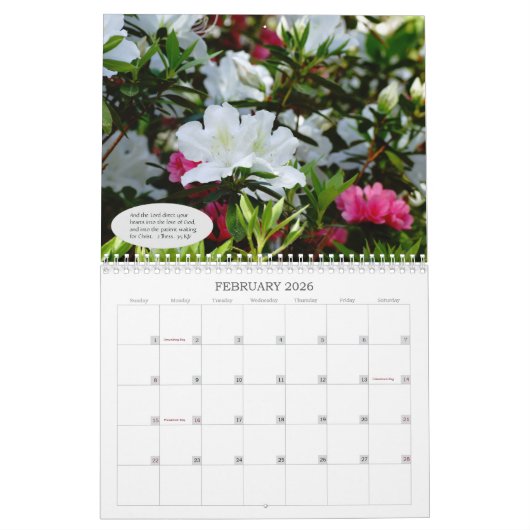 信仰と彼のインスピレーションカレンダー カレンダー (2月 2026)