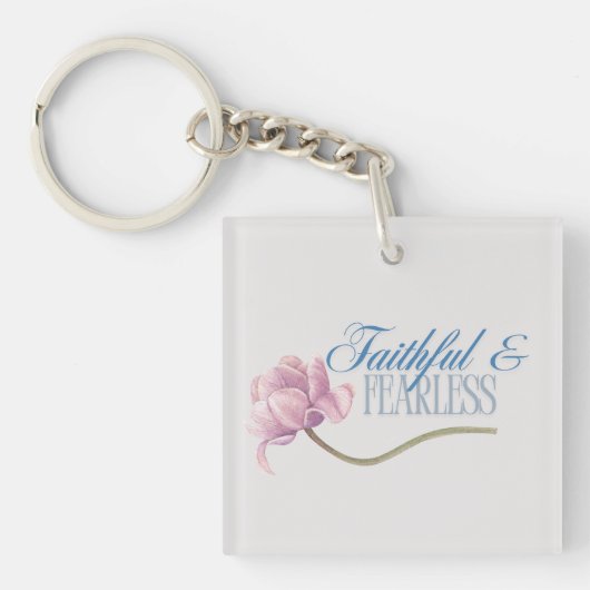 信仰と恐れを知らないタイポグラフィデザイン装飾用クッション キーホルダー (正面)