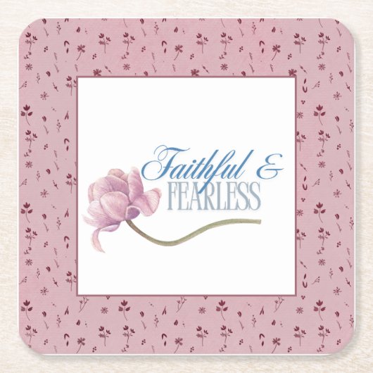 信仰と恐れを知らないタイポグラフィデザイン装飾用クッション スクエアペーパーコースター (正面)