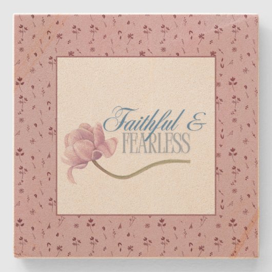 信仰と恐れを知らないタイポグラフィデザイン装飾用クッション ストーンコースター (正面)