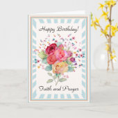 信仰と祈りの言葉花とハッピーバースデーカード カード (黄色い花)