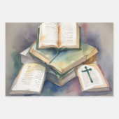 信仰と聖なる書物、 経典十字架 ラッピングペーパーシート (正面)