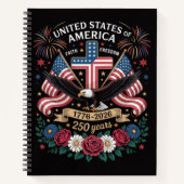 信仰と自由 250年 1776 2026 アメリカ独立 ノートブック (正面)