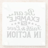 信仰と行動愛の例である ガラスコースター (裏面)