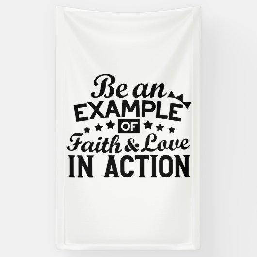 信仰と行動愛の例である 横断幕 (縦)