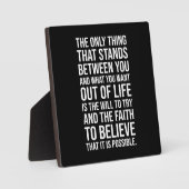 信仰と試みる意志 – 成功やる気を起こさせる フォトプラーク (正面)