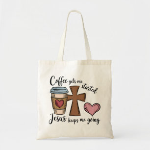 信仰と運カフェイン:コーヒー&イエスのトートバッグ トートバッグ