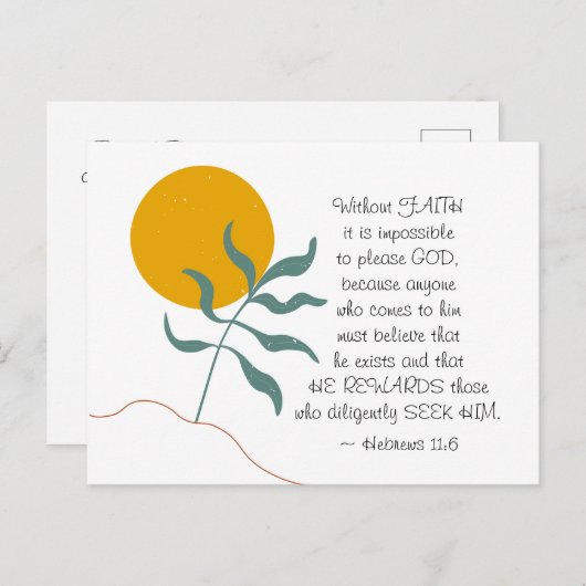 信仰なくして神に喜ばれることは不可能です。 ポストカード (正面/裏面)