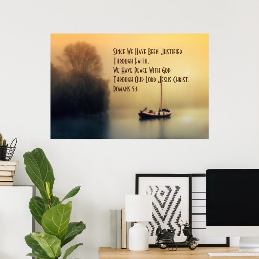 信仰によって正当化ローマ5:1油を塗られた ポスター (ホームオフィス)