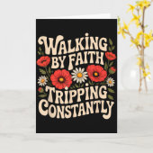 信仰によって歩きながら絶えずつまずく 面白い歩き方 カード (黄色い花)