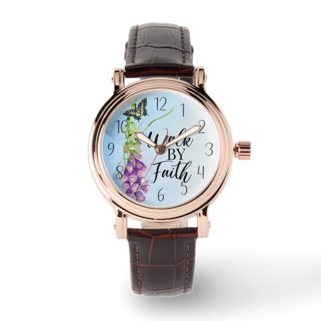 信仰によって歩く聖書の聖句 腕時計 (正面)