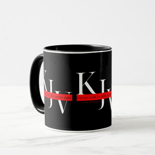 信仰によって歩く2コリント5:7 KJV聖書の聖句 マグカップ (正面左)