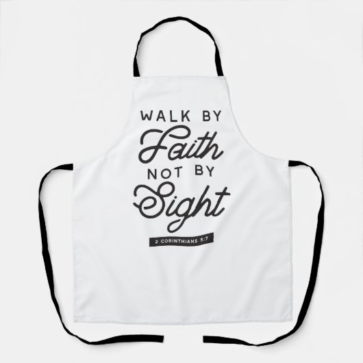 "信仰によって歩く"バイブル聖句タイポグラフィデザイン エプロン (正面)