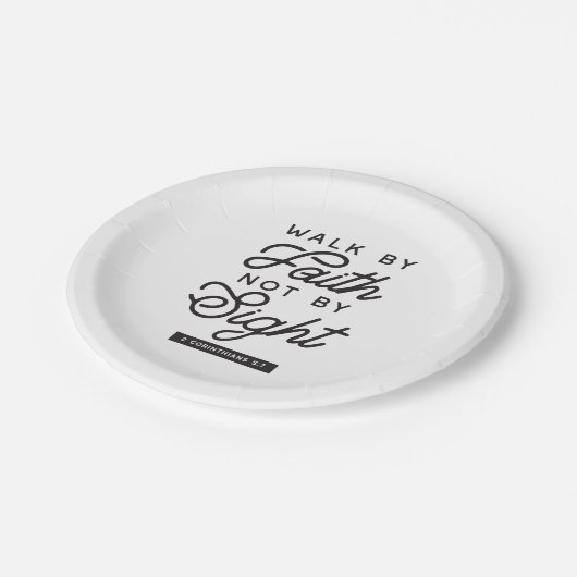 "信仰によって歩く"バイブル聖句タイポグラフィデザイン ペーパープレート (アングル)