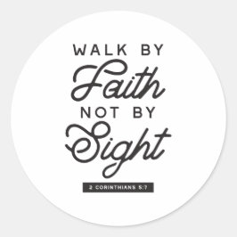 "信仰によって歩く"バイブル聖句タイポグラフィデザイン ラウンドシール
