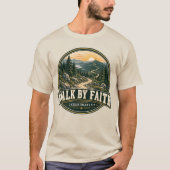 信仰によって歩む 山道 Ⅱコリント 5:7 Tシャツ (正面)