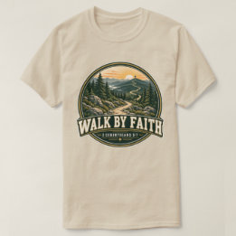 信仰によって歩む 山道 Ⅱコリント 5:7 Tシャツ