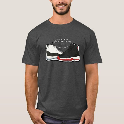 信仰によって歩め - キリスト教 Tシャツ (正面)