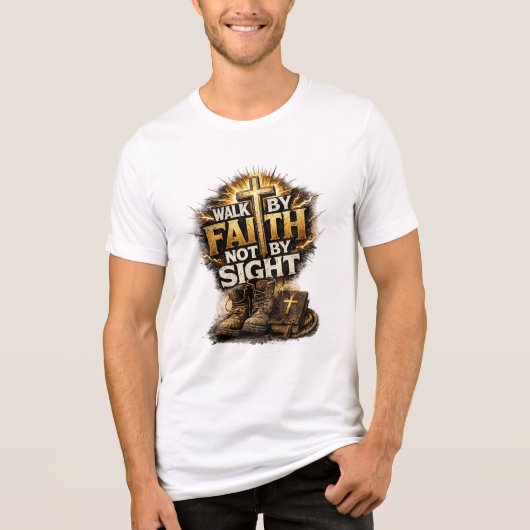 信仰によって歩め 目に見えるものによって歩むな トライブレンドTシャツ (正面)