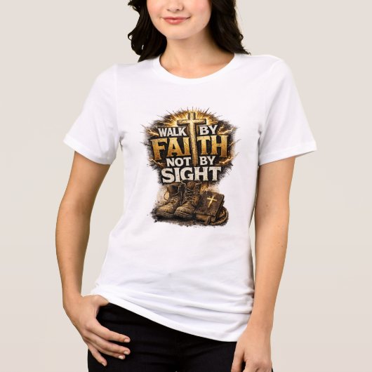 信仰によって、目に見えるものではなく歩め トライブレンドTシャツ (正面)