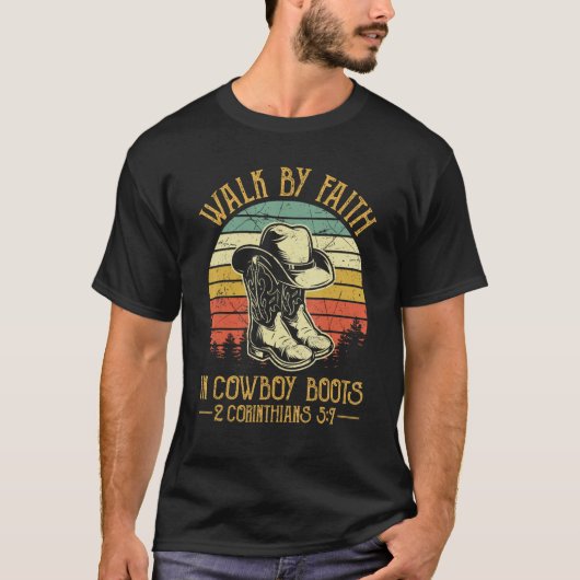 信仰による宗教的なウォークカウボーイブーツTシャツ基督 Tシャツ (正面)