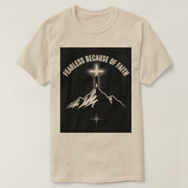 信仰による無畏のクリスチャンメンズTシャツ Tシャツ