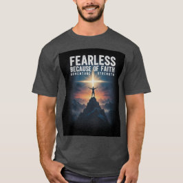 信仰による無畏のクリスチャンメンズTシャツ Tシャツ