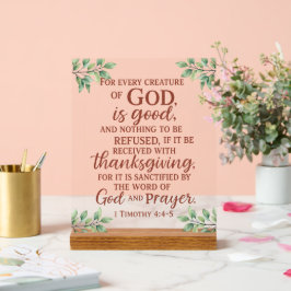 信仰に基づくキッチン1テモテ4:4聖書Ver アクリルサイン