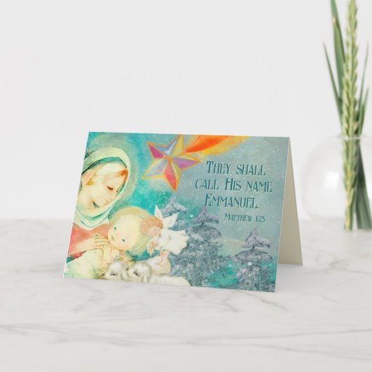 信仰に基づくキリスト教のテーマのクリスマスカード サンキューカード (正面)