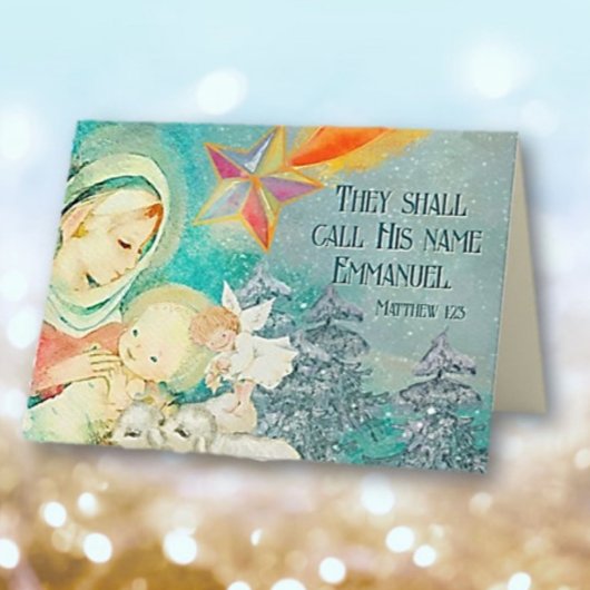 信仰に基づくキリスト教のテーマのクリスマスカード サンキューカード