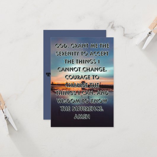 信仰に基づくセレニティ祈りの言葉ピックフラットグリーティングカード カード (正面/裏面インサイチュ)