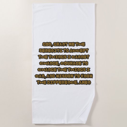 信仰に基づくセレニティ祈りの言葉引用文ビーチタオル ビーチタオル (正面)