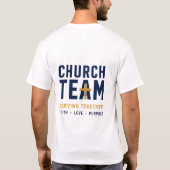 信仰に基づくデザインで協力する教会チーム Tシャツ (裏面)