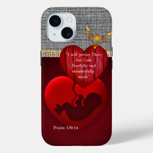 信仰に基づくニュートラルなヘシアン模様の胚胎赤いハート Case-Mate iPhoneケース (裏面)