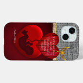 信仰に基づくニュートラルなヘシアン模様の胚胎赤いハート Case-Mate iPhoneケース (裏面 (横))
