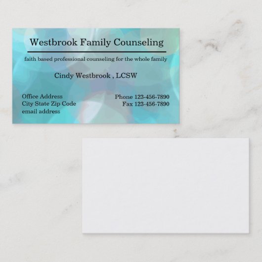 信仰に基づく家族カウンセリング 名刺 (正面/裏面)