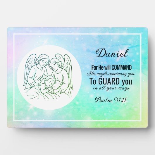 信仰に基パーソナライズされたづく詩編チャイルドベッドルーム フォトプラーク (正面)