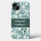 信仰に従って歩む 聖書の言葉と花柄 Case-Mate iPhoneケース (裏面)