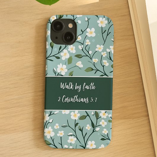 信仰に従って歩む 聖書の言葉と花柄 Case-Mate iPhoneケース