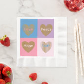 信仰のハート愛の希望の平和を描いたナプキンス 縁ありランチョンナプキン (インサイチュ)