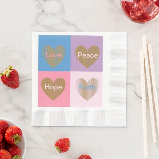 信仰のハート愛の希望の平和を描いたナプキンス 縁ありランチョンナプキン (インサイチュ)