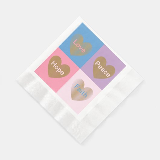 信仰のハート愛の希望の平和を描いたナプキンス 縁ありランチョンナプキン (角)