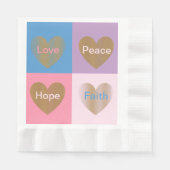 信仰のハート愛の希望の平和を描いたナプキンス 縁ありランチョンナプキン (正面)
