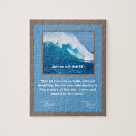 信仰のメッセージ – 聖書の聖句 – ヤコブ1:6 - 8 x 10 - ジグソーパズル