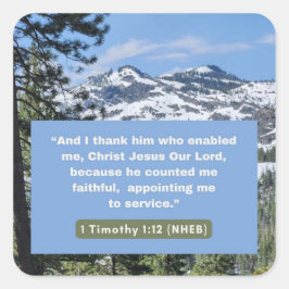 信仰のメッセージ – 聖書の聖句 – 1テモテ1-12 - スクエアシール