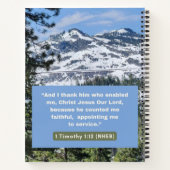 信仰のメッセージ – 聖書第1節テモテ1:12螺旋 ノートブック (裏面)